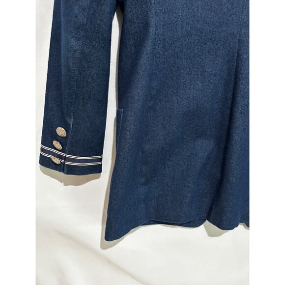 Jag USA Piped Lined Women Sz 6 Blue Denim Blazer Jacket Career Classy Retro - Picture 2 of 10